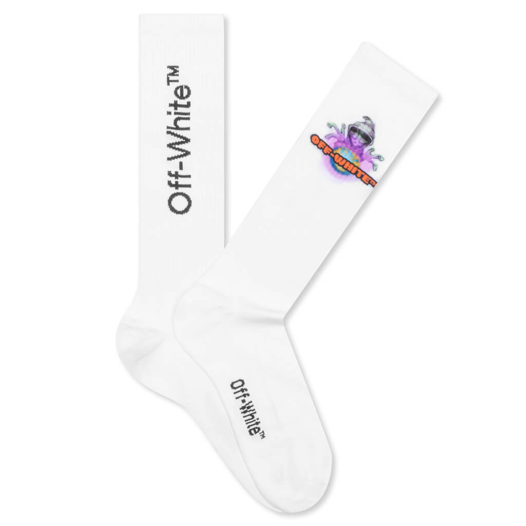 Alien Spray Socks - White/Red
